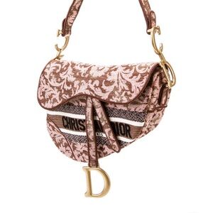 Dior Floral Pink and Brown Saddle Bag